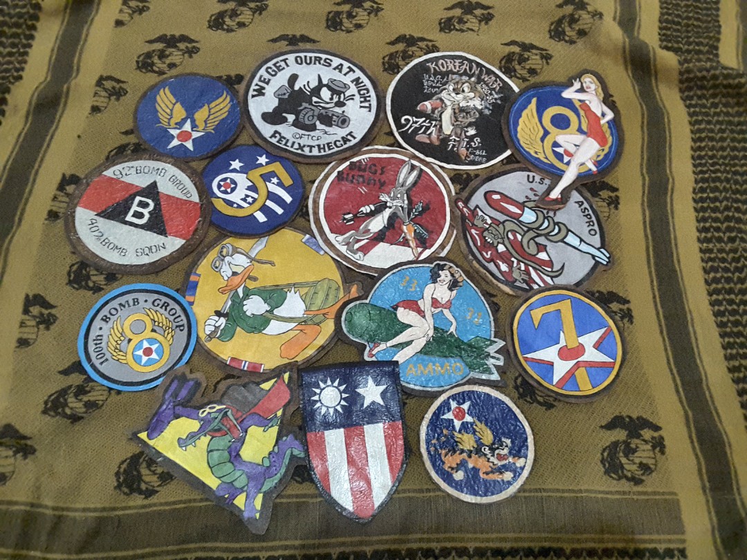 Vintage Hand Painted Leather Patches