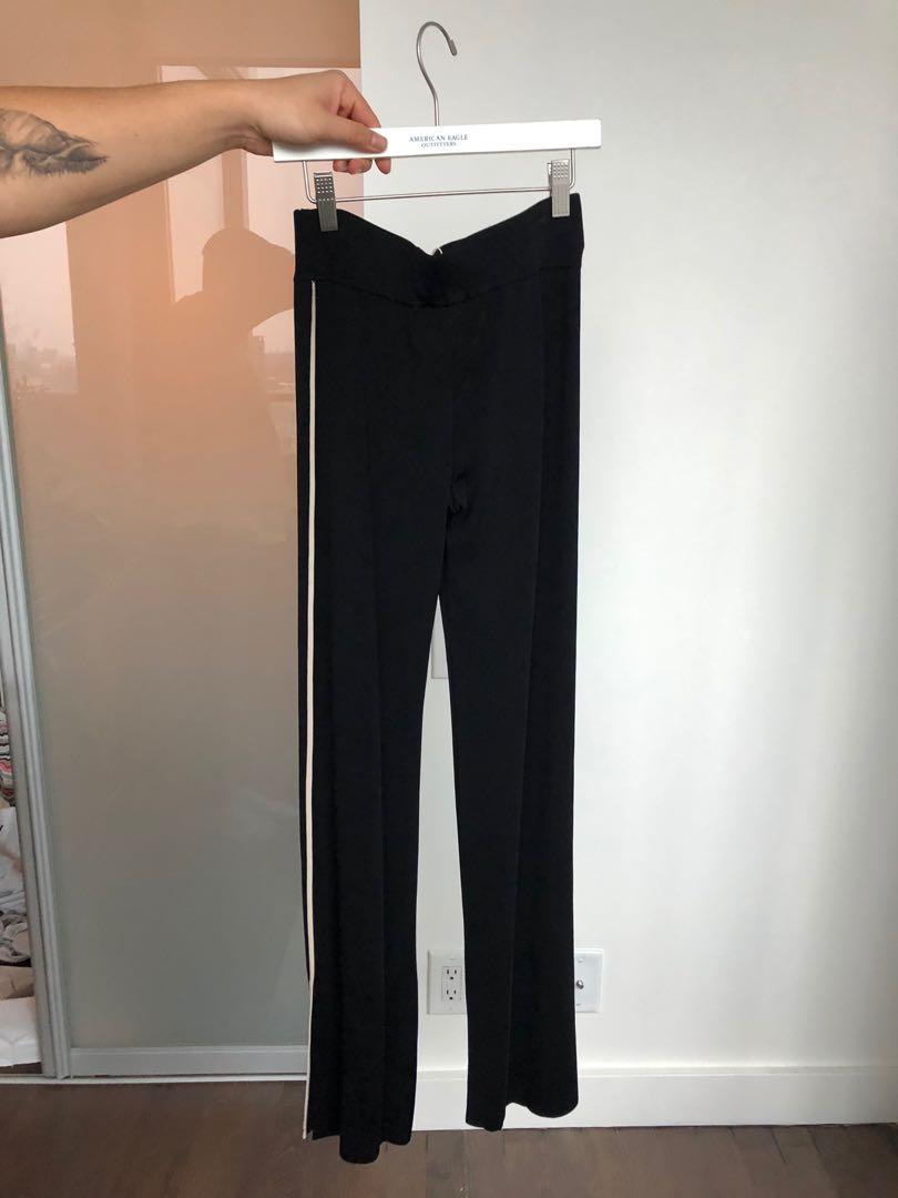 ZARA Black Knit Trousers with Slit Hem - Size Small, Women's