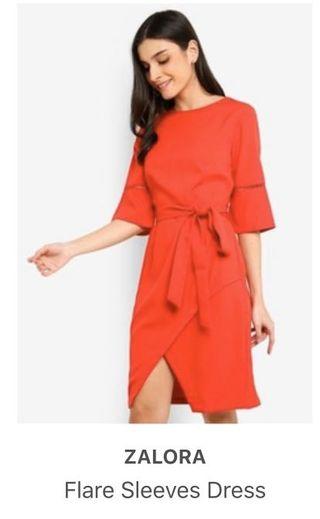 Flare Sleeves Red Dress