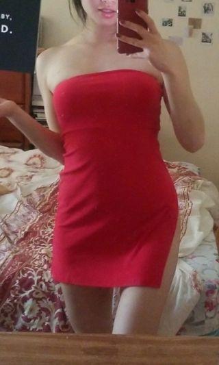 Red Mini dress with slit size xs-s