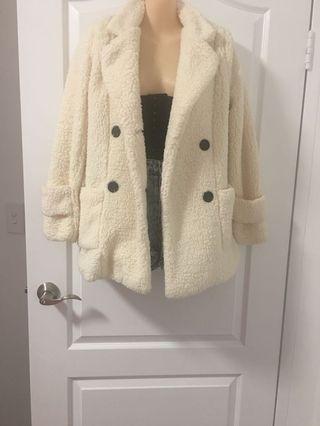 Coat white furry