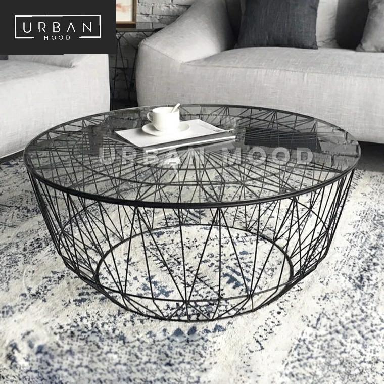 Delphi Minimalist Wireframe Coffee, Black And White Rustic Coffee Table