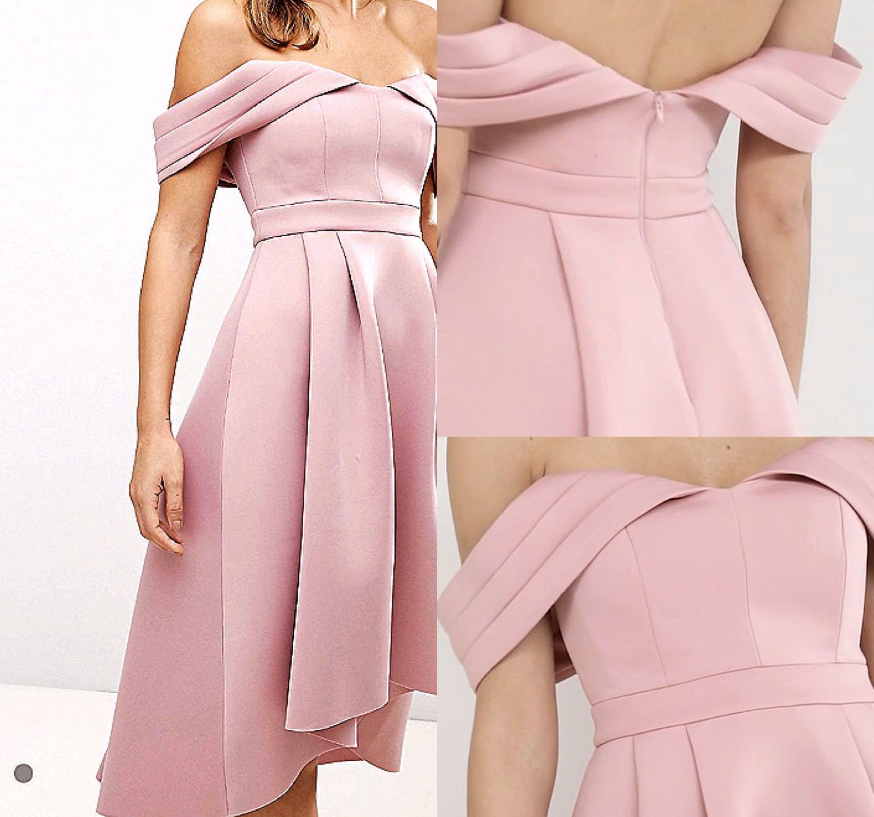 ASOS pink elegant evening off shoulder prom dress Women s Fashion Dresses Sets Evening dresses gowns on Carousell