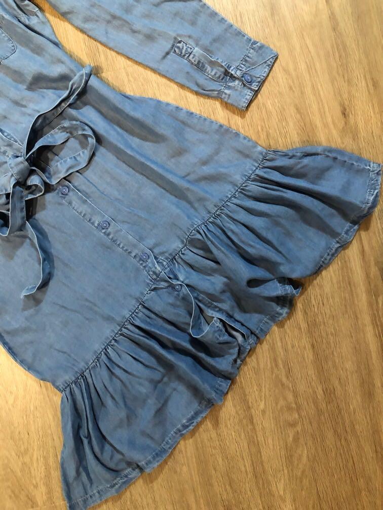 11.11 Sale BNWT DP DOROTHY PERKINS DENIM DRESS W RUFFLES HEM SIZE