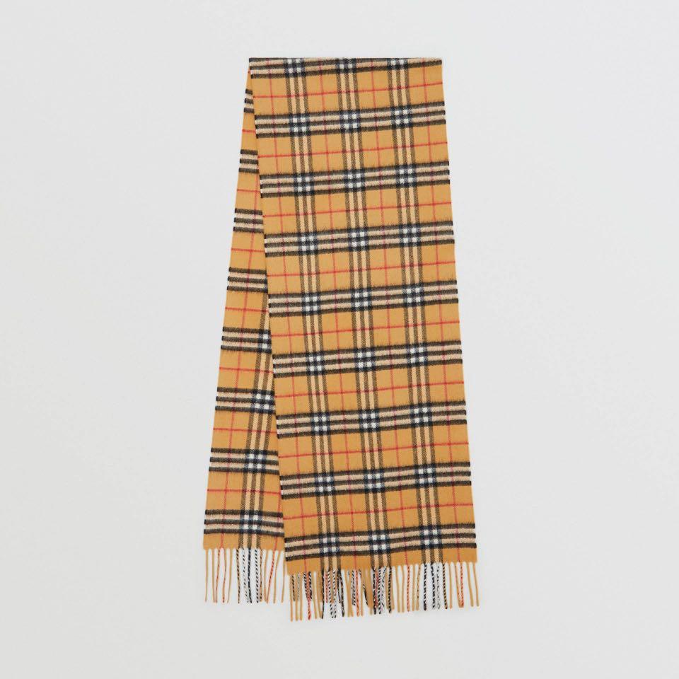 Burberry The Classic Vintage Check Cashmere Scarf Antique Yellow