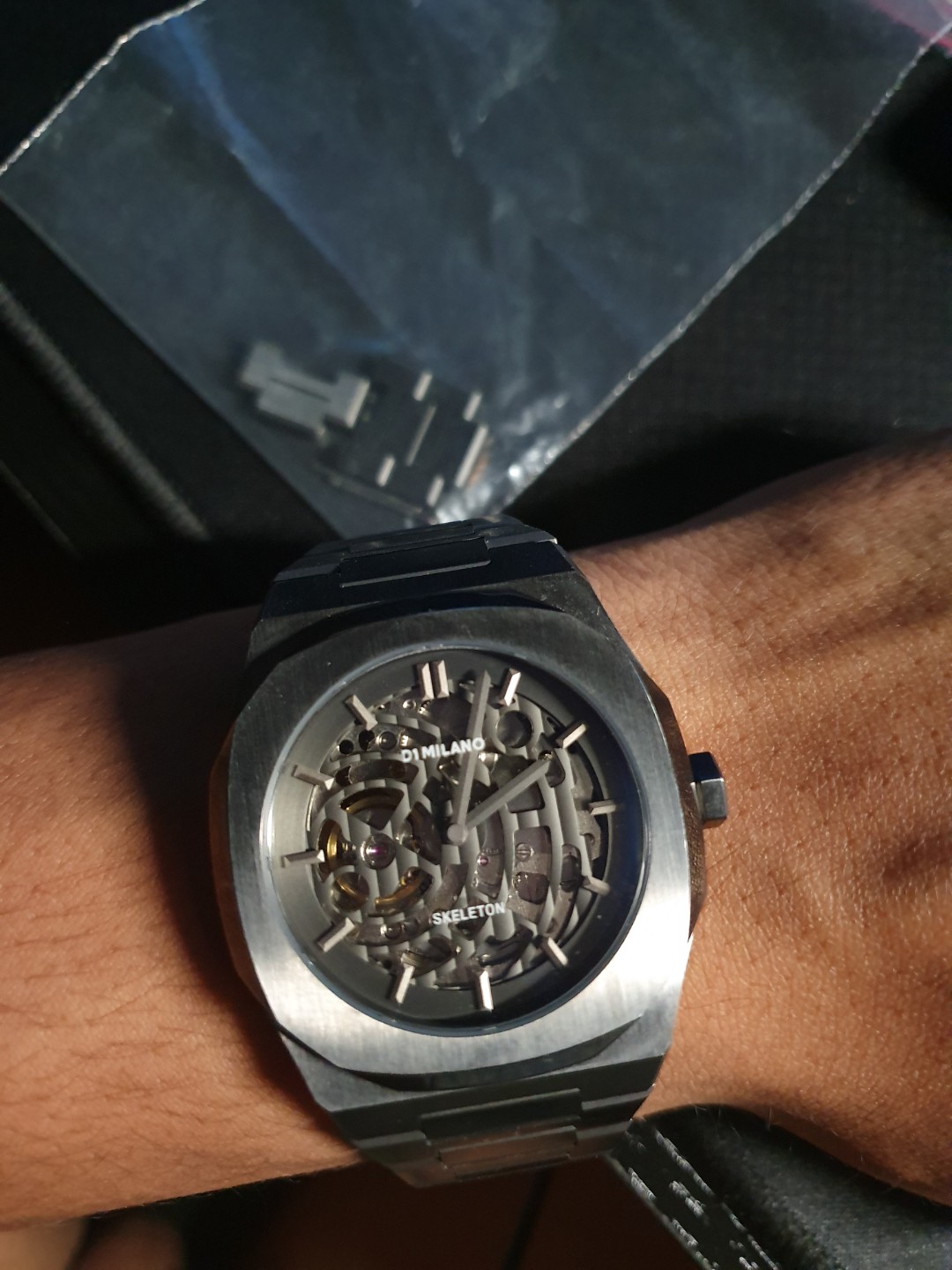 D1 Milano Watch Skeleton Bracelet 41.5 mm Gun Metal Men s