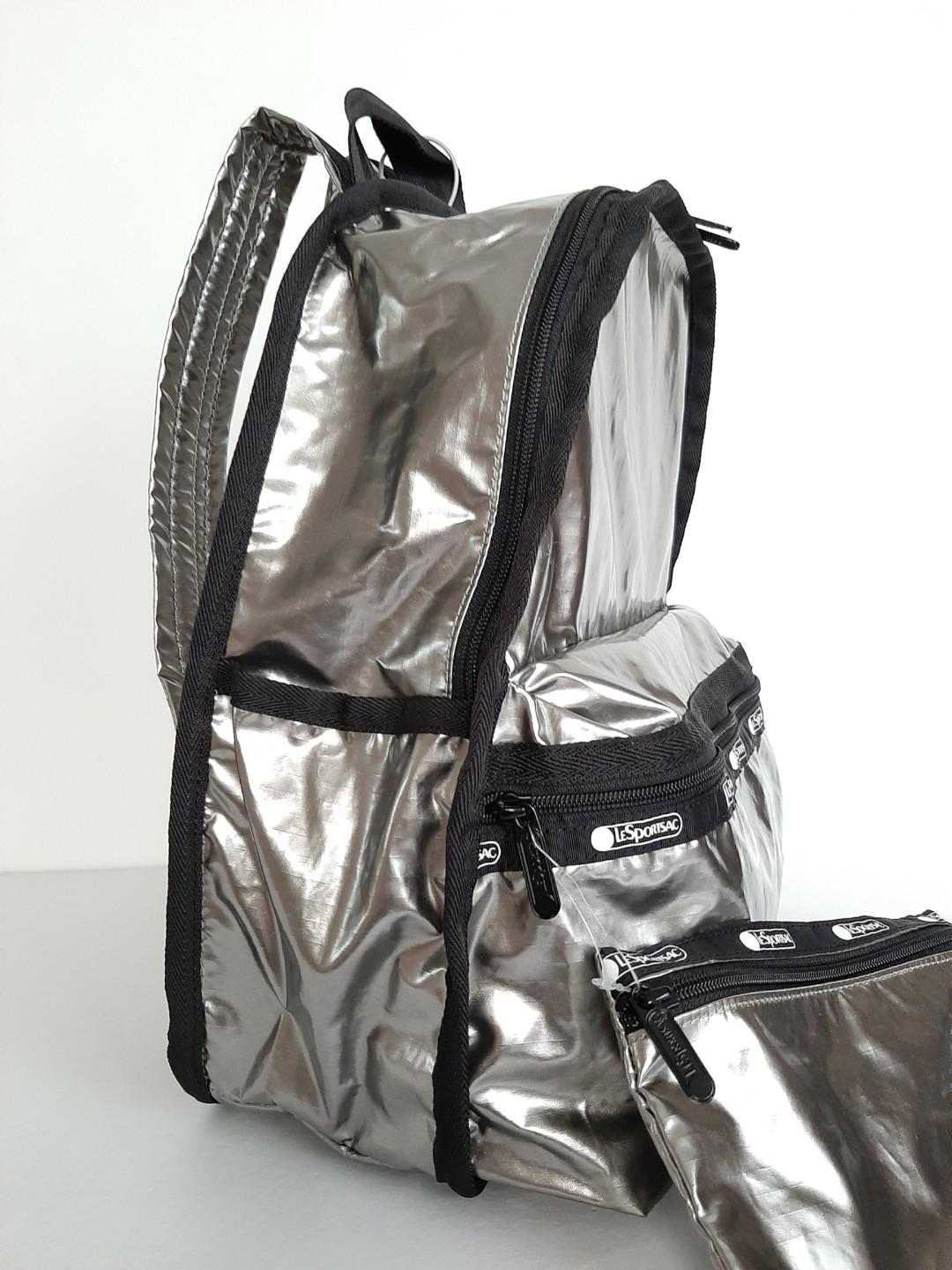 LeSportsac Candace Backpack Bag Silver Patent Women s Fashion