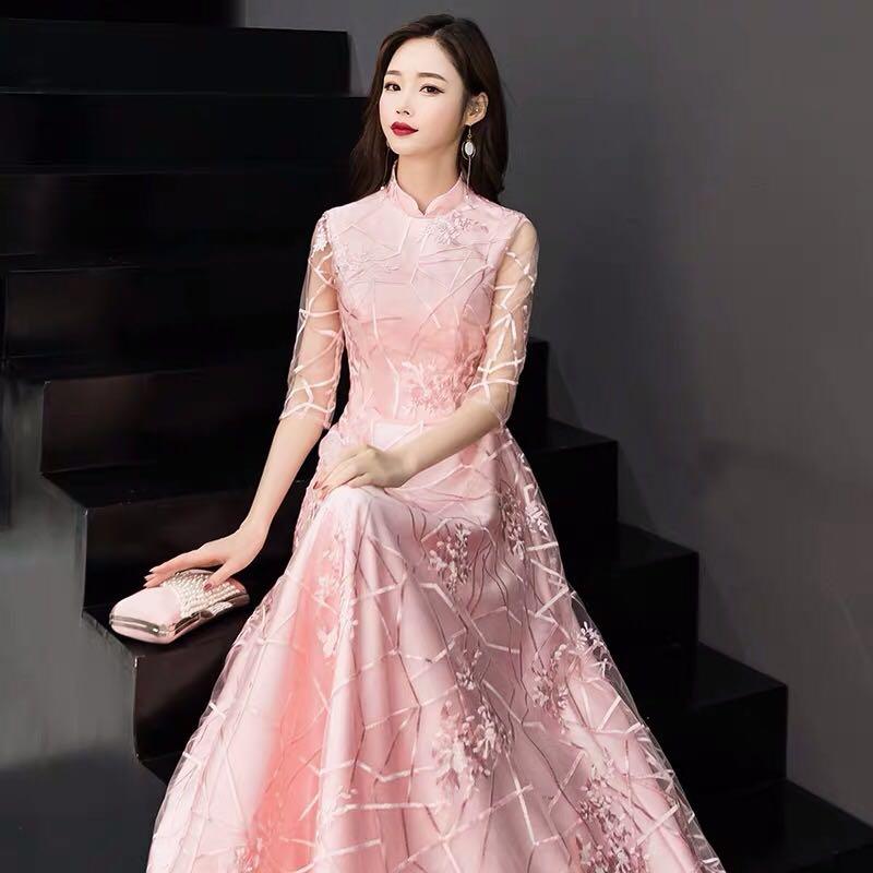 Pink dinner gown new arrivals