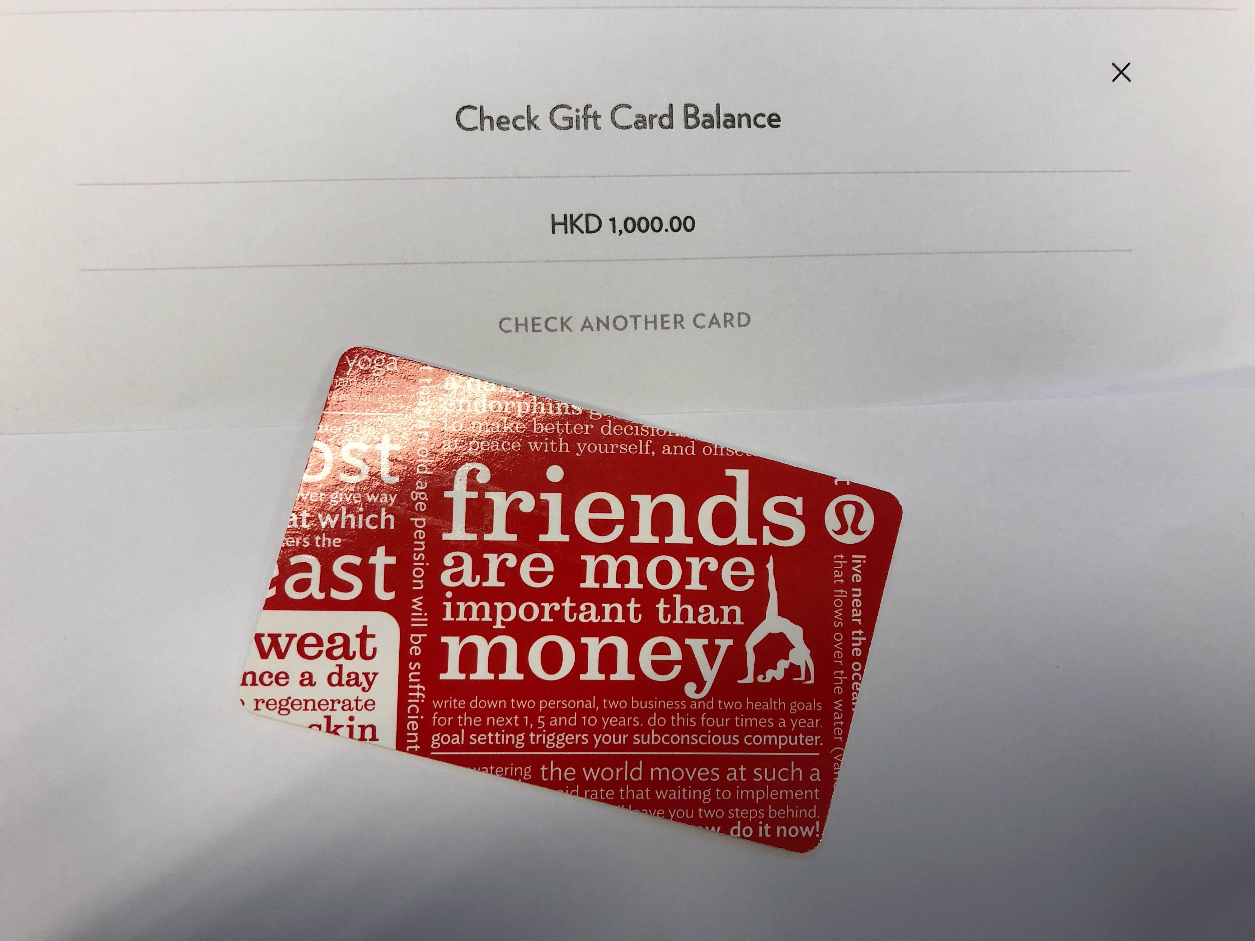 lululemon Gift Cards （價值HKD1000), 運動產品, 其他運動配件 ...