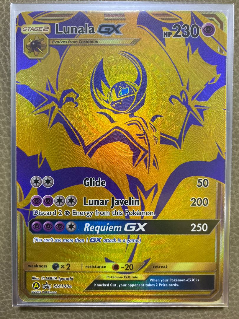 pokemon card lunala Gold Gx