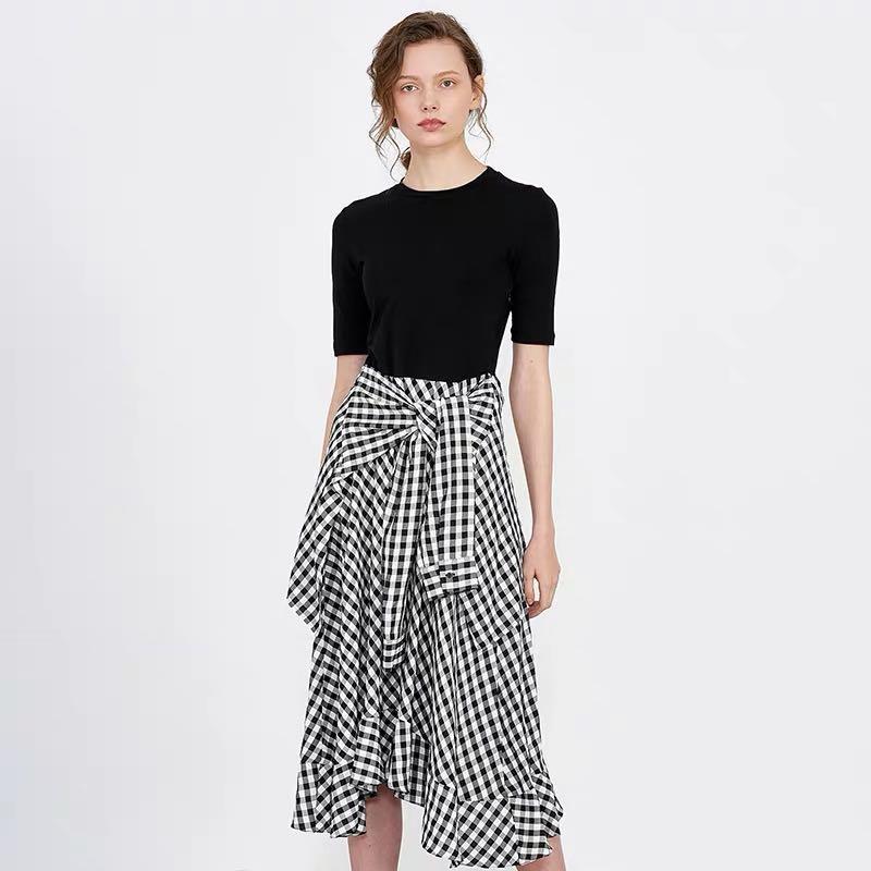 Maje bimaterial midi clearance dress