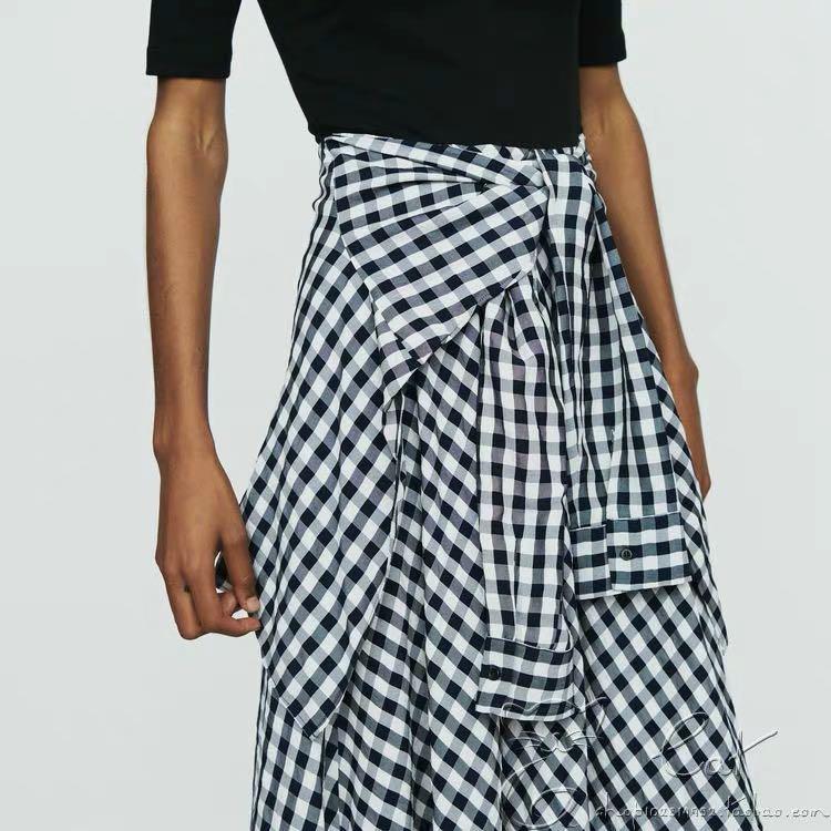 bimaterial midi dress