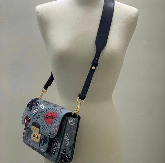 sloan editor embroidered denim shoulder bag