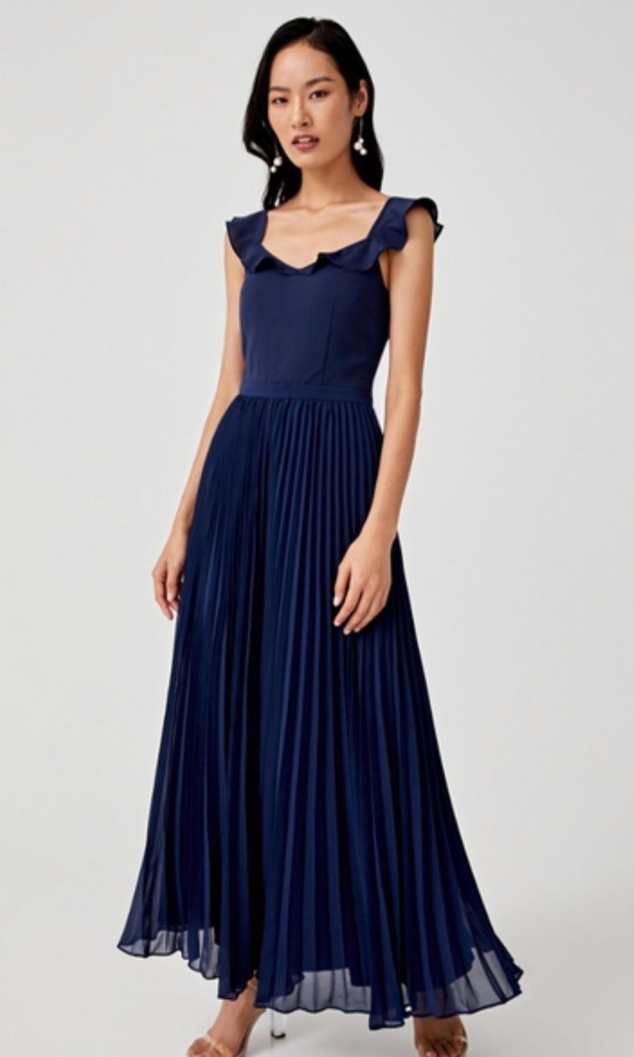 Magee Navy Blue Pleated Skirt