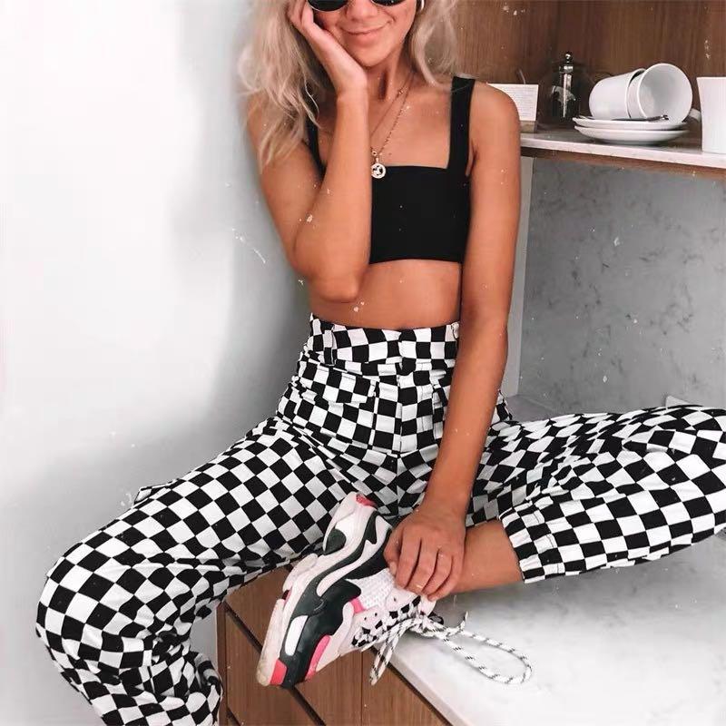 Checkered pants sales with chain