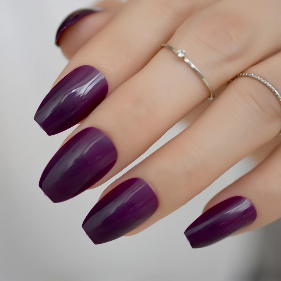 pix Acrylic Nails Coffin Shape Purple carousell