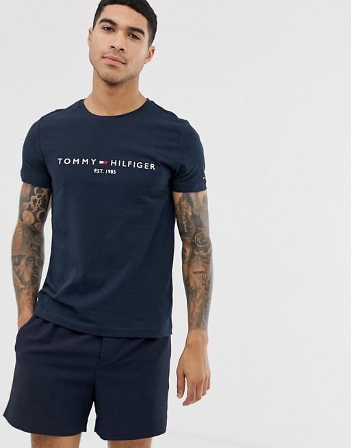 Tommy hilfiger logo t shirt navy deals