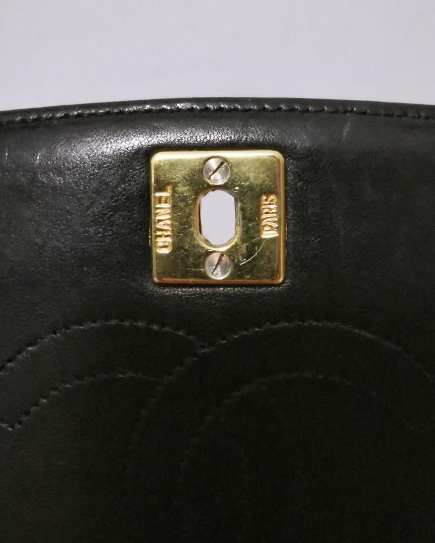 Chanel 1980's Half Moon Black Satin Purse