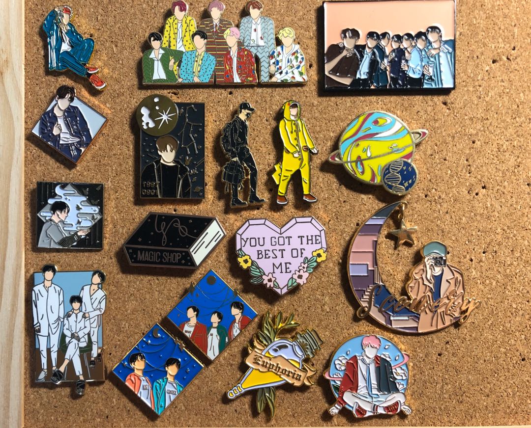 Wts Bts Jungkook Taehyung And Ot7 Enamel Pins Entertainment K Wave On Carousell