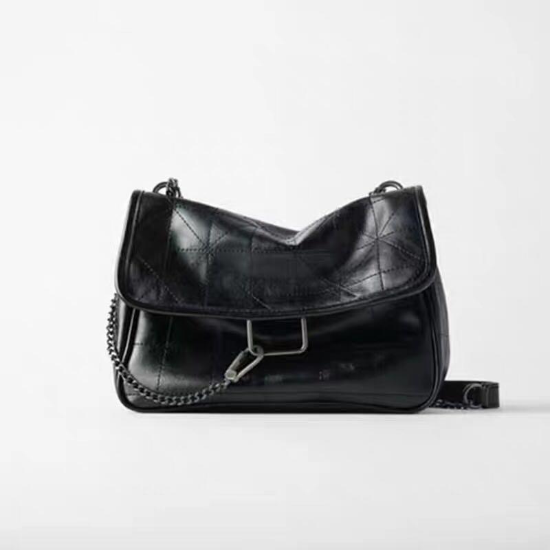 zara leather crossbody bag with chain
