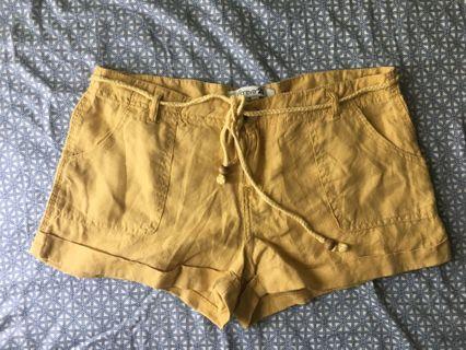 F21 Mustard Linen Shorts