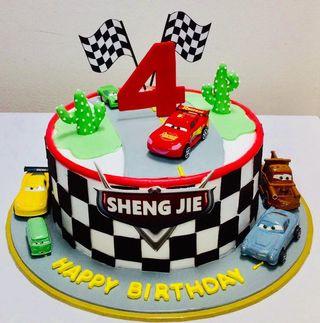 Super Car Ferr Buttercream Cake Singapore/Kids birthday cakes singapore -  White Spatula