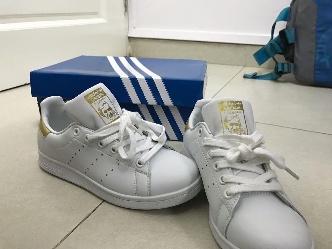Adidas Stan Smith (white and gold) size 35, Women's Fashion, Shoes,  Sneakers on Carousell