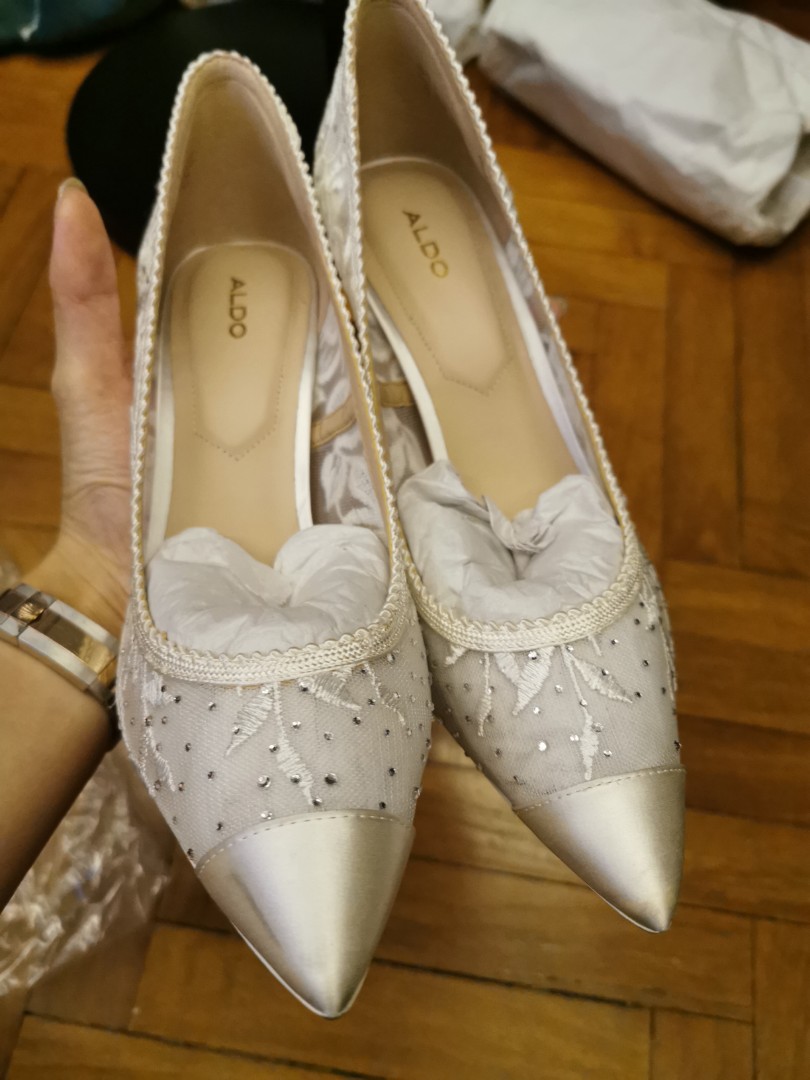 Aldo Bridal Lace Embellished Heels 