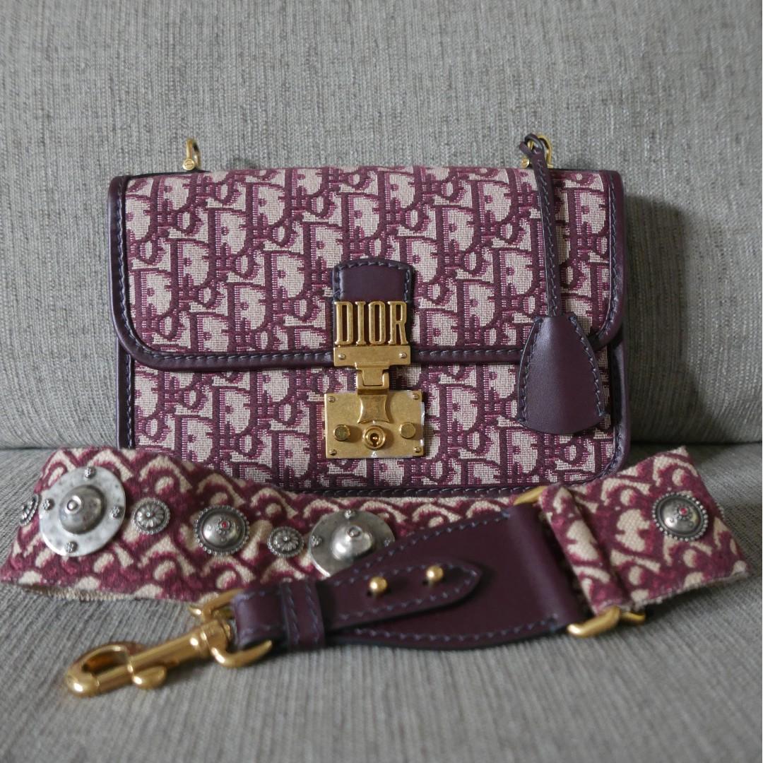 Authentic Dior Addict Saddle Oblique Flap Bag Burgundy Red With