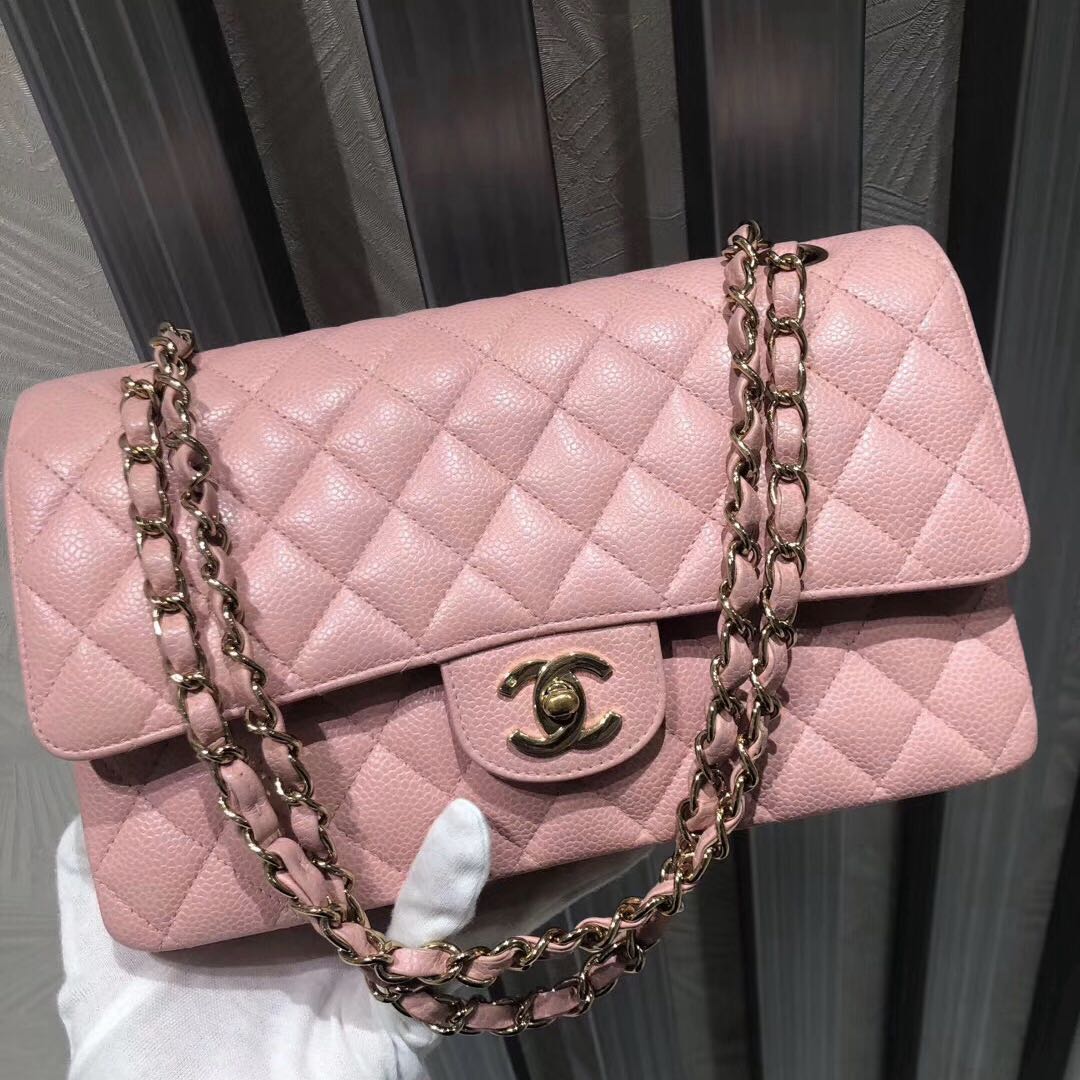 Authentic Vintage Chanel Sakura Pink Caviar Leather GHW Medium