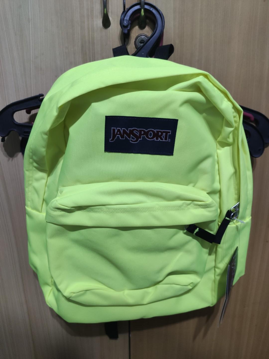 neon yellow jansport backpack