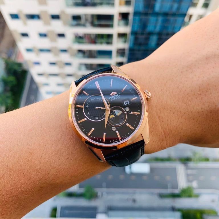Orient sun and moon rose gold clearance