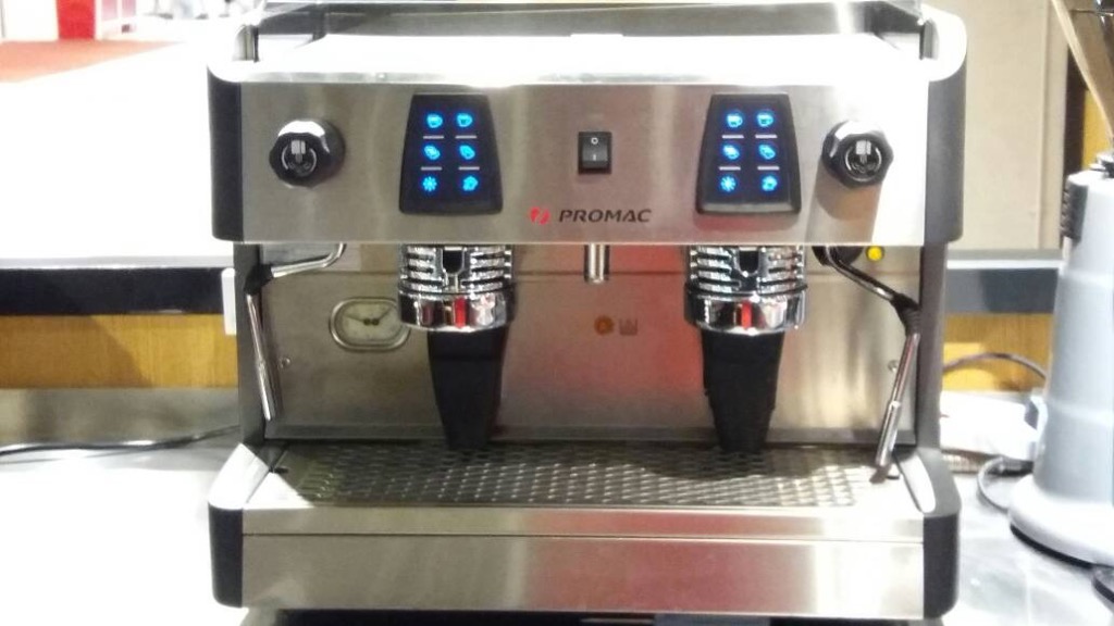 PROMAC GREEN 2 GROUP AUTOMATIC ESPRESSO MACHINE + COFFEE GRINDER, TV