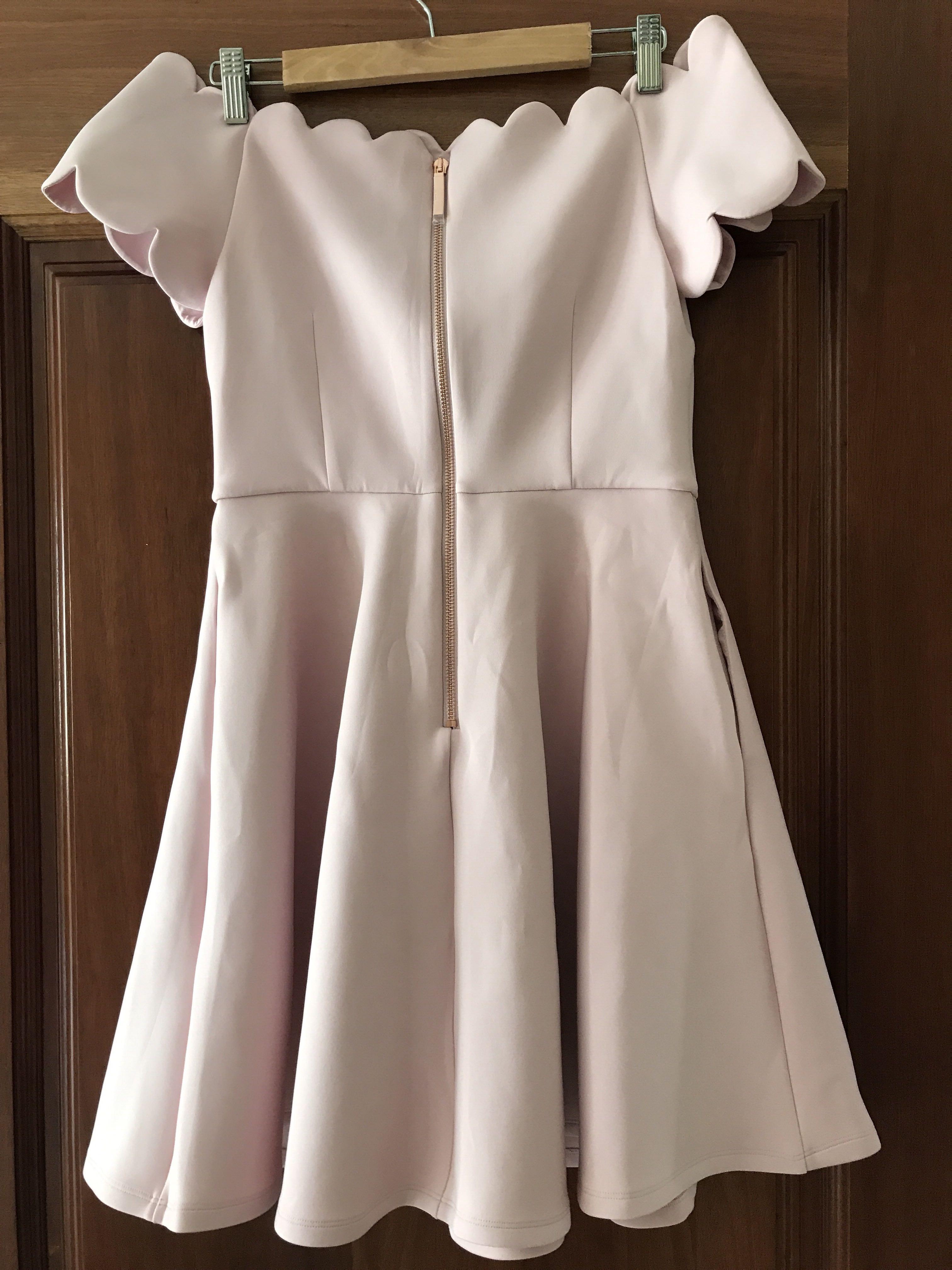 Ted Baker FELLAMA Bardot Scallop Skater Dress Pink