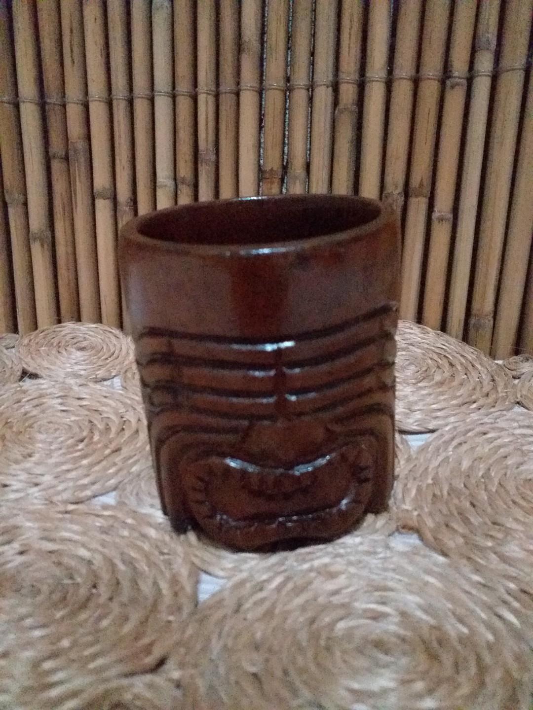 Wooden round pen holder/ organizer (Category: Soil & Fertilisers) located in Manila. Submitted by sherrie97 (Listing ID 266995774, Image 2). Description: Slightly used tiki design wooden penholder/desk organizer.