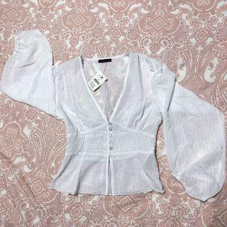 Cotton on white sleeve blouse
