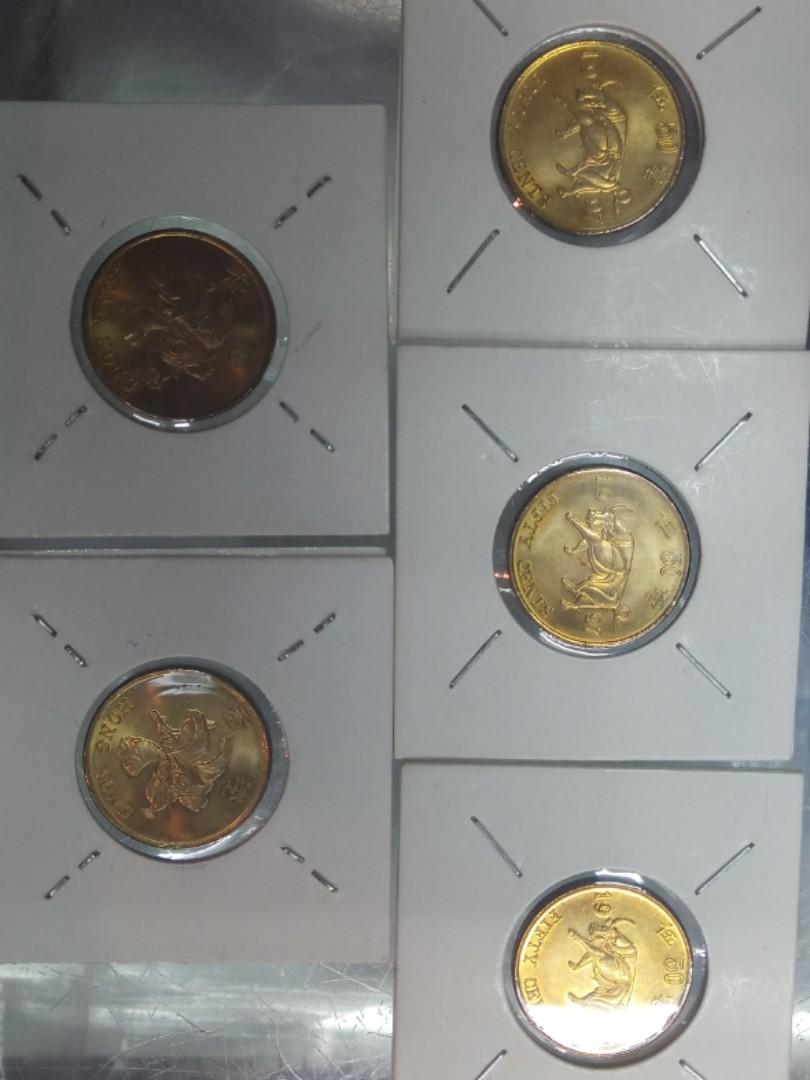 香港錢幣1997香港五毛牛紀念幣5個, 興趣及遊戲, 玩具& 遊戲類- Carousell