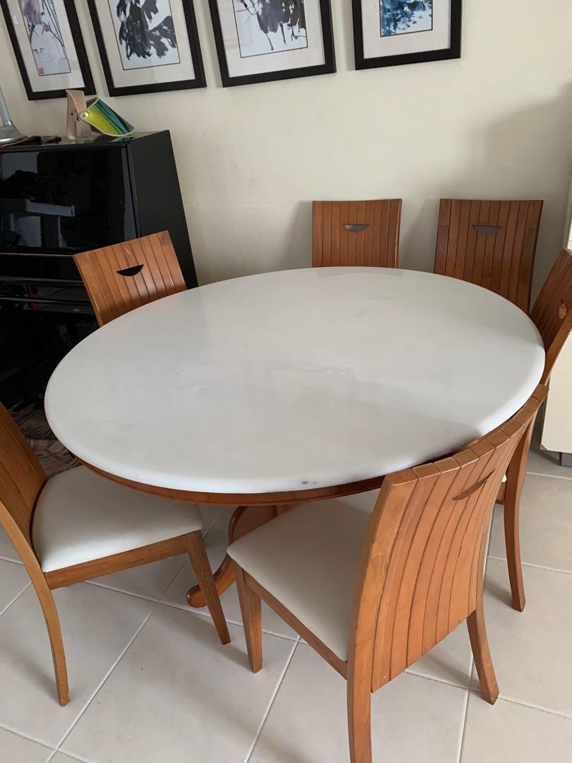 Auckland Maple wood round Mable dining table, Furniture & Home Living