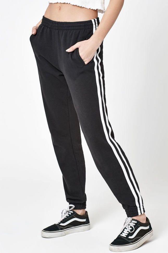 Black jogger pants with white stripe Clearance
