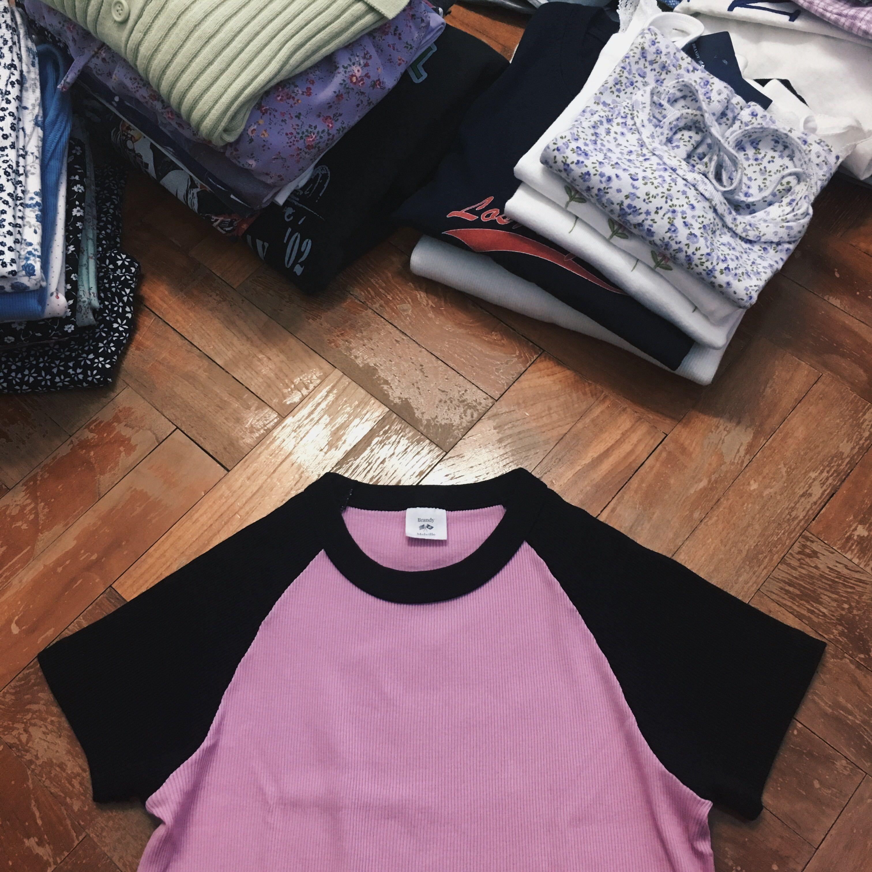 Brandy Melville Pink Black Bella Top Women S Fashion Tops Other Tops On Carousell