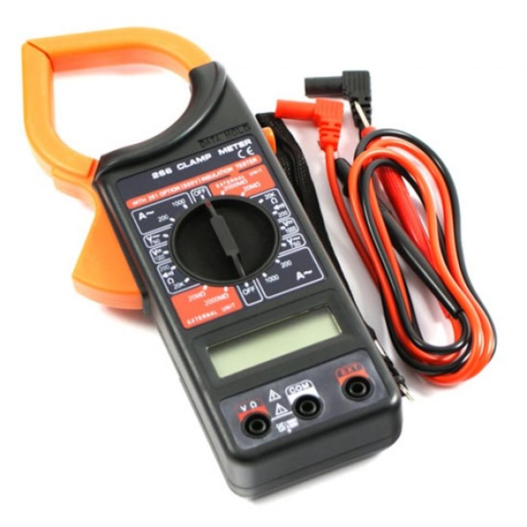 DIGITAL CLAMP METER 255 (Category: TV Parts & Accessories) located in Manila. Submitted by dfa172001 (Listing ID 267247771, Image 3). Description: Tfpro Clamp Meter Dt-266 Digital Clamp Multimeter DT266 For AC DC Electricity Ampere Measuerment Common Function: 3 1/2 digits LCD, Max. reading 1999; Data-Hold Function; Low battery indication; Plug-in insulation tester adapter 500VDC; DCA+ACV+ACA+OHM; ACCESSORIES: Test lead;9V Battery(AA) Inside ; Us