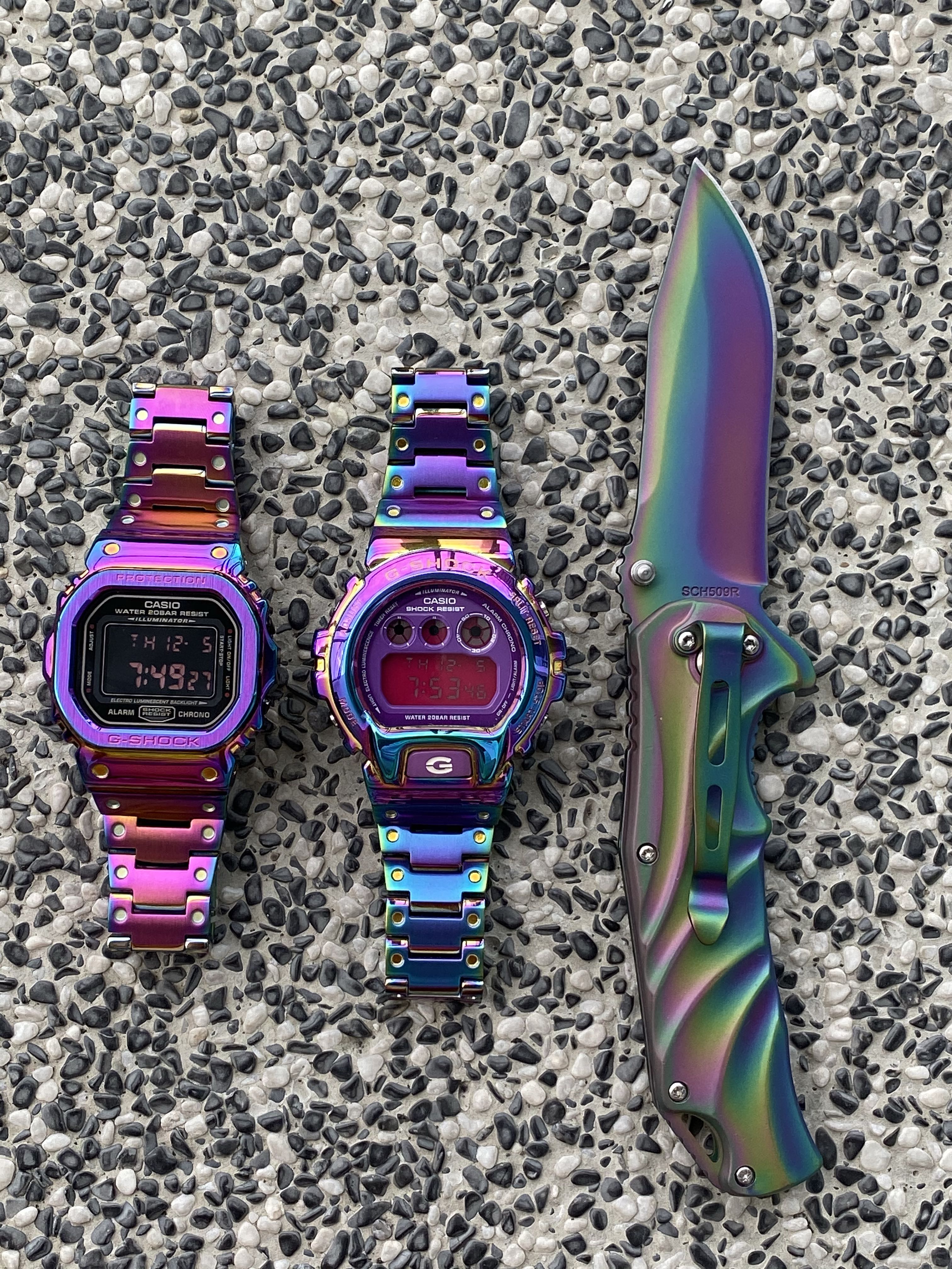 Fire sales CUSTOM Rainbow Iredescent dazzle FULL METAL Dw5600 CASIO G Shock gshock g shock metal gshock metal dw5600 dw 5600