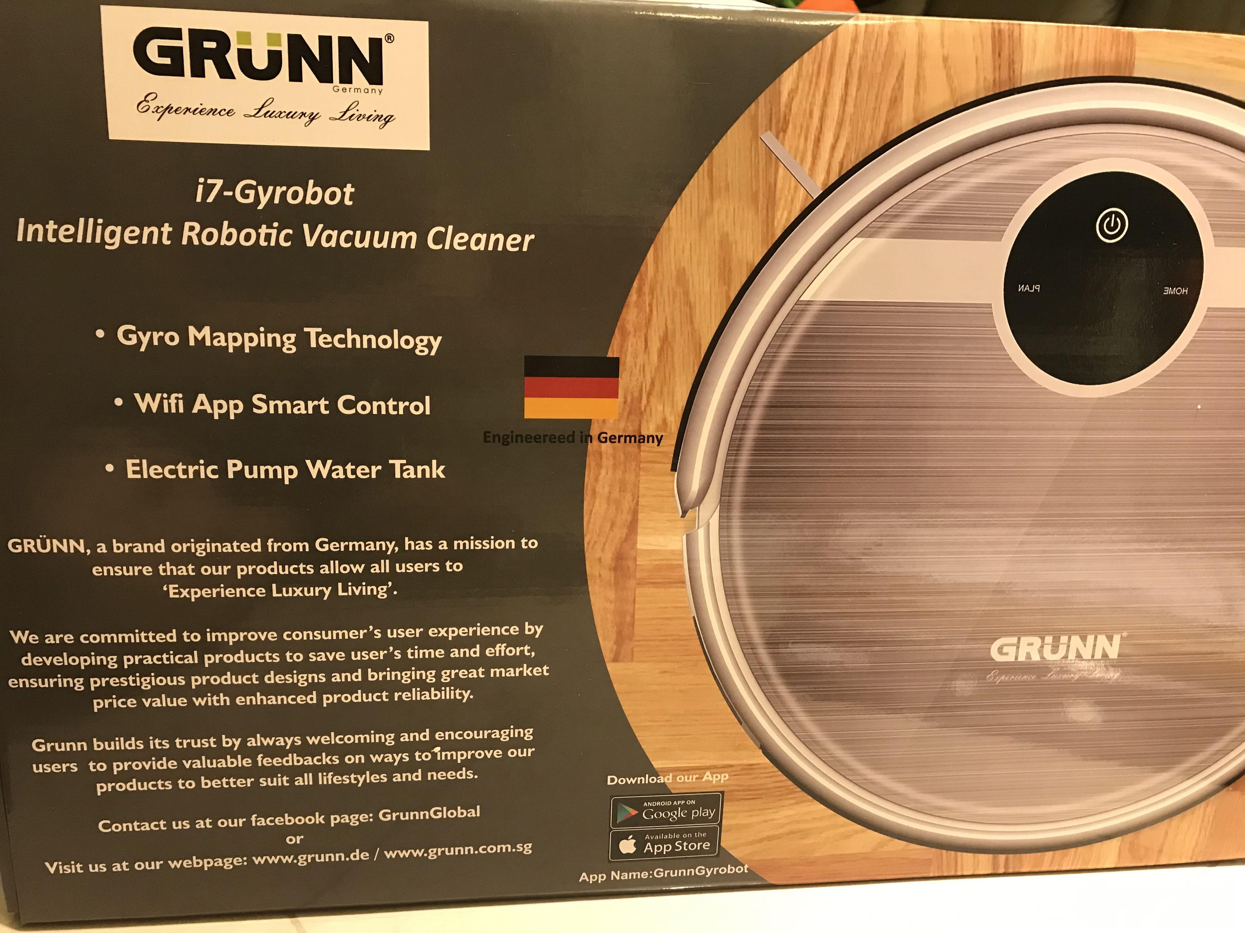 Almost New Grunn i7Gyrobot Robot Vacuum Cleaner with Mop, TV & Home
