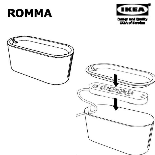 Ikea Cable management box with lid ROMMA, Furniture & Home Living