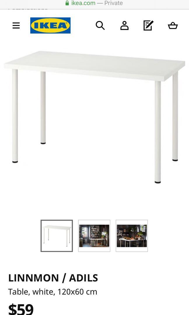 Ikea Linnmon Adils Table White 120x60 Cm Study Furniture