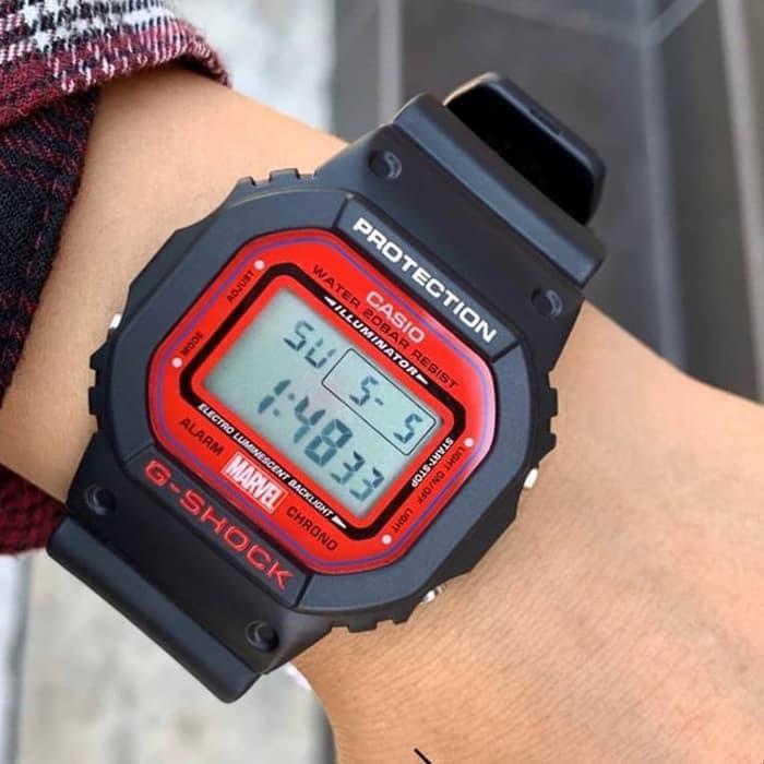 Jam Tangan Casio G-Shock DW-5600SPIDER x Marvel Spiderman 5600 Ori BM,  Fesyen Pria, Jam Tangan di Carousell