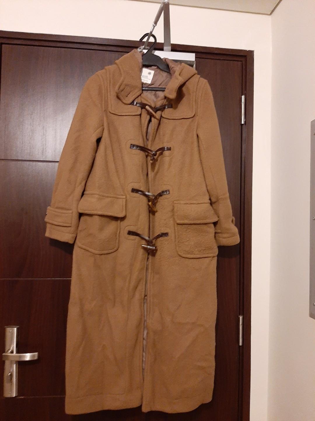 tan long winter coat