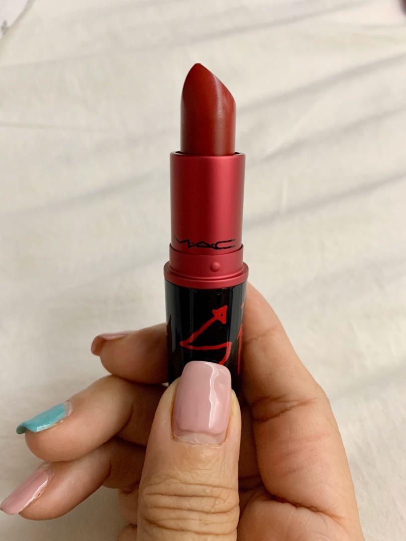 MAC VIVA GLAM SIA (Category: Makeup) located in Manila. Submitted by roseybalasee (Listing ID 267318531, Image 2). Description: 📌 💯 Authentic 📌 Bought in Canada 📌 MAC Viva Glam Sia Lipstick is a rich, medium-dark red with neutral-to-cool undertones and a matte finish. MAC described it as a “warm” red, though it looked cooler and occasionally, neutral. It had rich, opaque pigmentation that covered lips with smooth, even color in a single strok