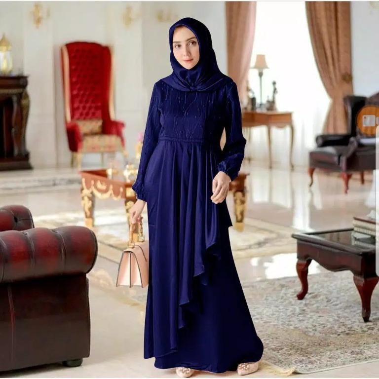 Pre order Muslimah Khanaya maxi long dress baju dinner nikah tunang long sleeve nude grey pink blue
