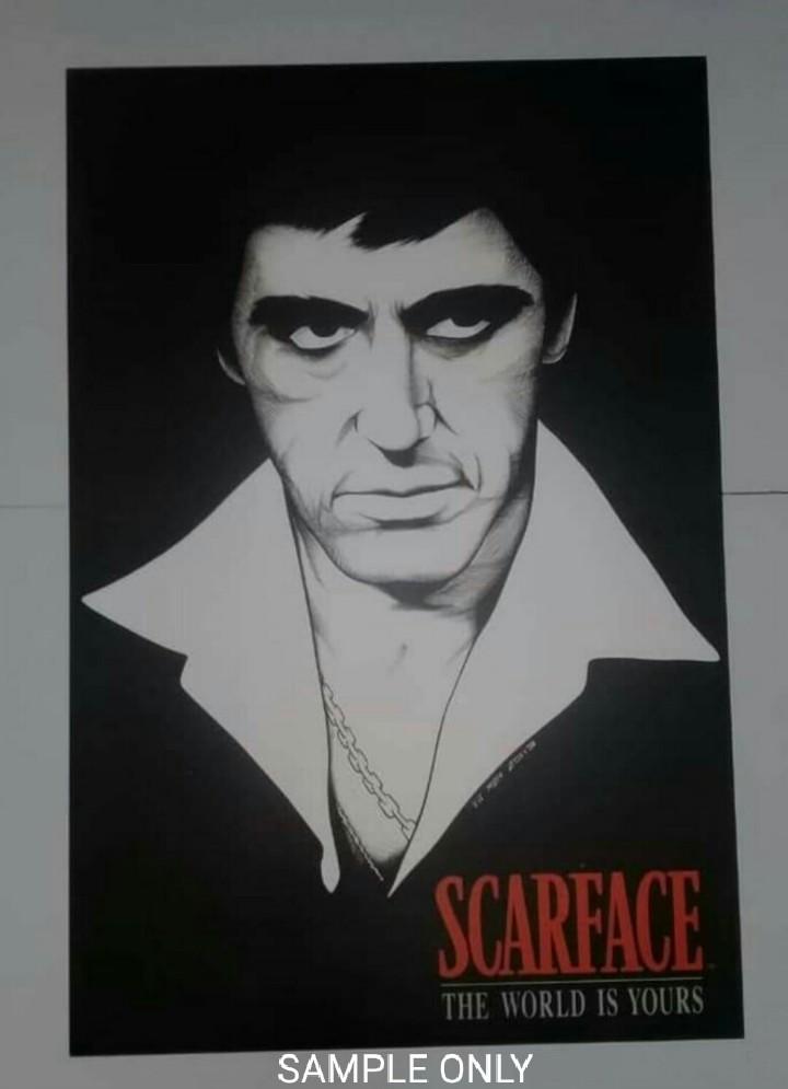 Scarface Al Pacino Art Poster The World Is Yours 36 X24 Vintage Movie Wall Art Decor Antiques Vintage Collectibles On Carousell